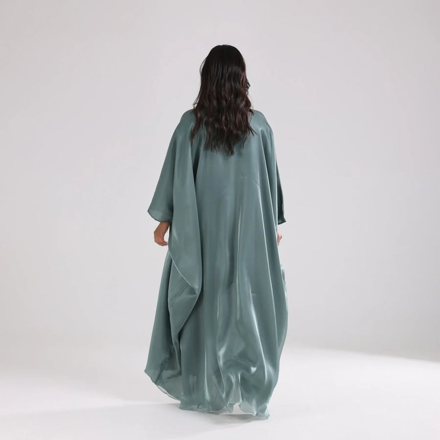 Ramadan Summer Batwing Sleeve Satin Butterfly Abaya Islam Muslim Maxi Dress Kebaya Women Kaftan Robe Musulmane Femme Vestidos