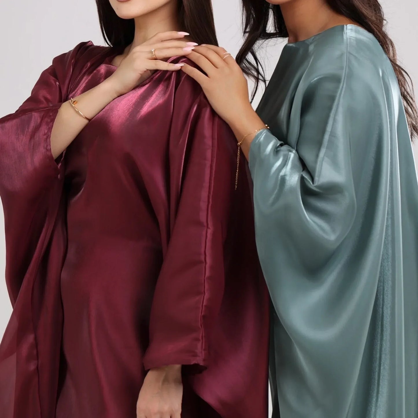 Ramadan Summer Batwing Sleeve Satin Butterfly Abaya Islam Muslim Maxi Dress Kebaya Women Kaftan Robe Musulmane Femme Vestidos