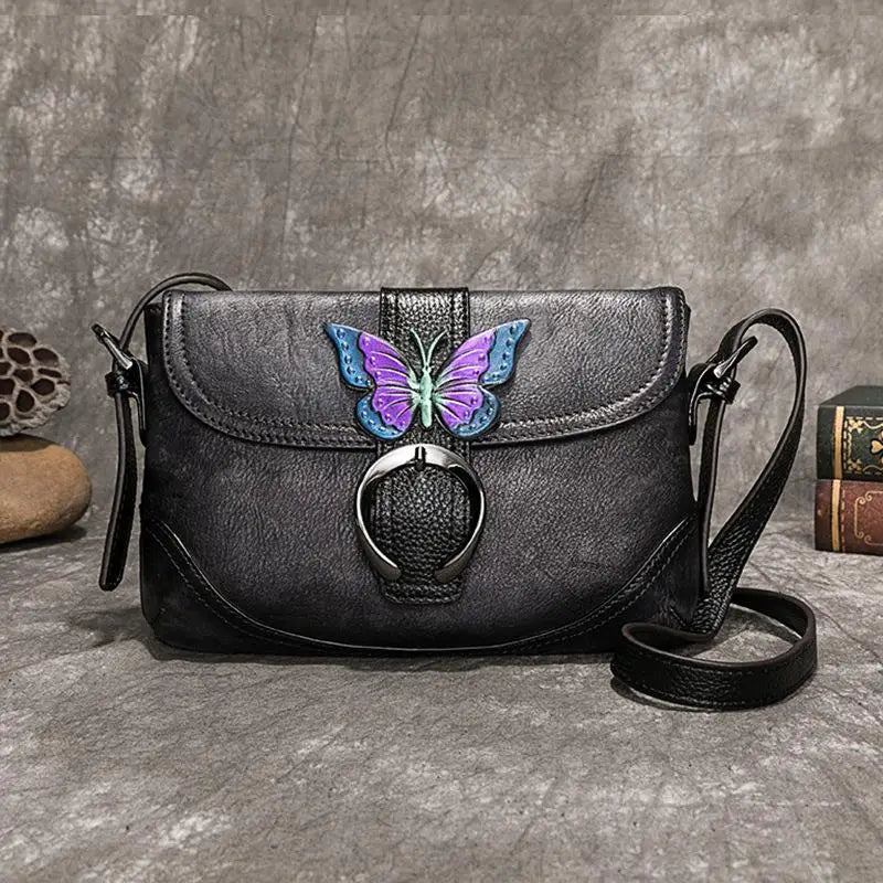 MOTAORA Women Bag Retro Genuine Leather Handbags For Women 2025 New Hand Painted Shoulder Bags Casual Small Messenger Bag Female