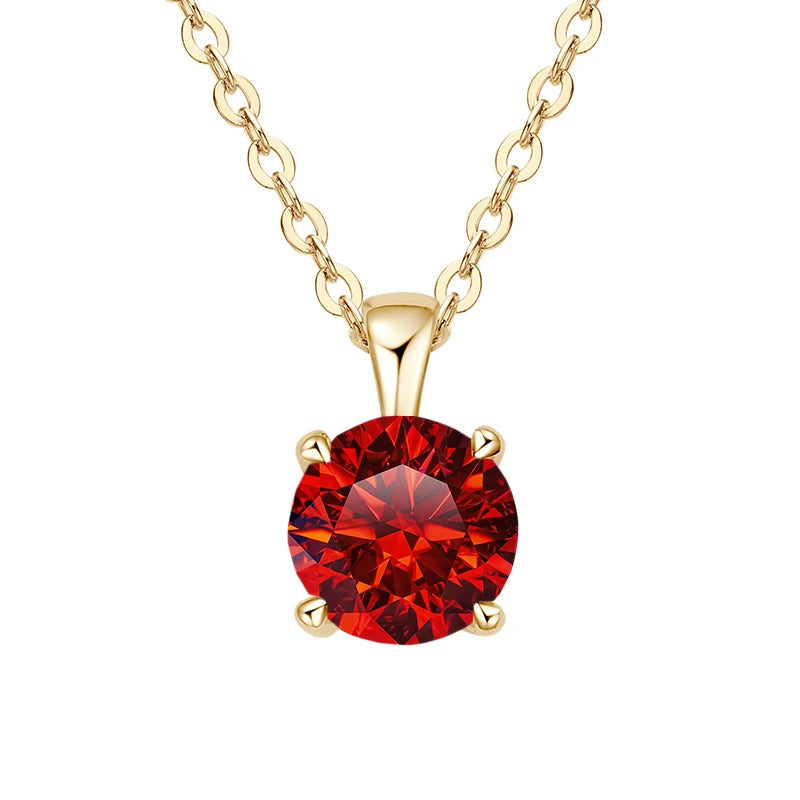 JoyceJelly Classic Four Prong 1ct Moissanite Necklace Women's 925 Sterling Silver Plated 18k Gold Pendant Luxury Fine Jewelry