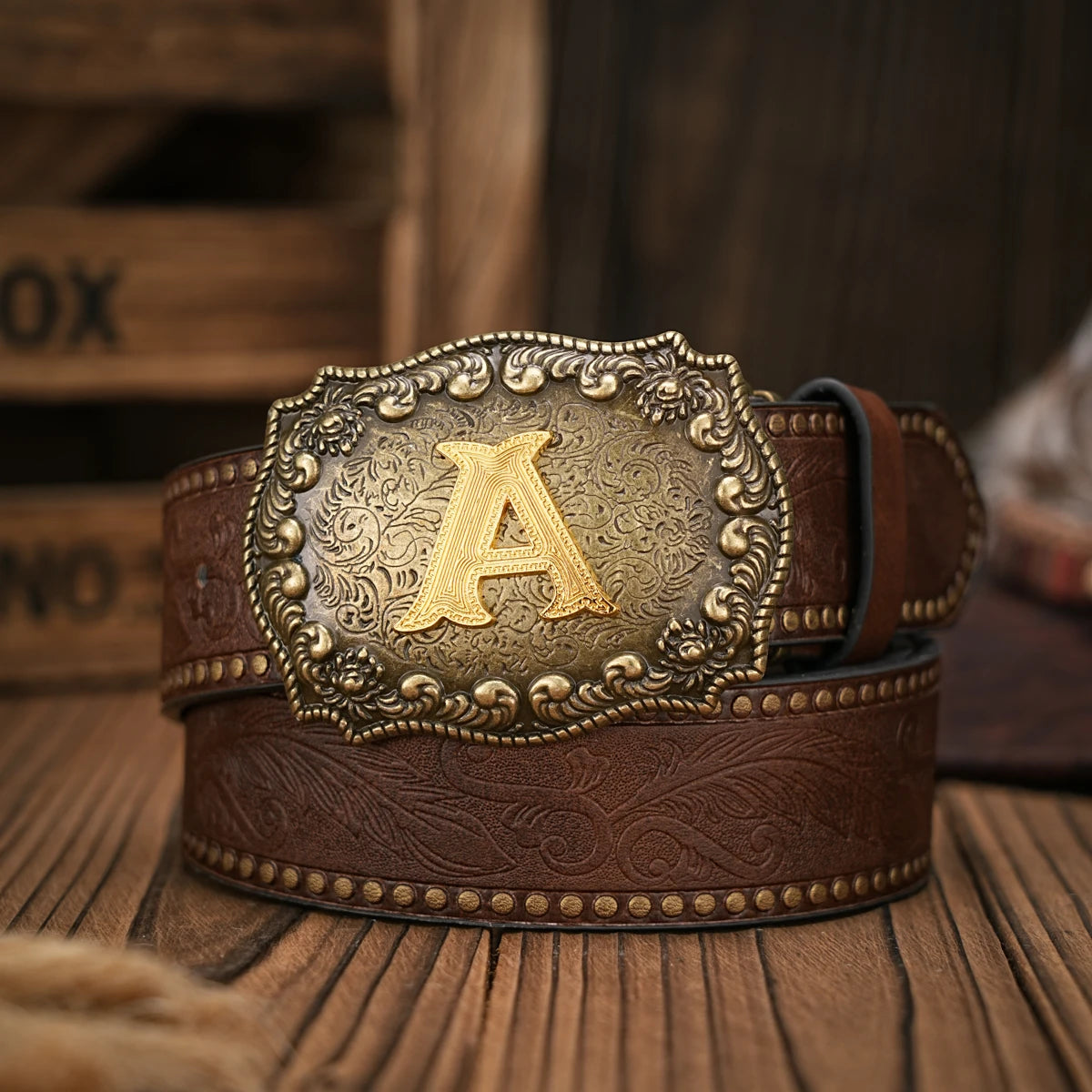 Vintage style PU Leather Western Denim Belt Classic Letter buckle - 3.8 cm wide, durable and stylish for men and women - perfect