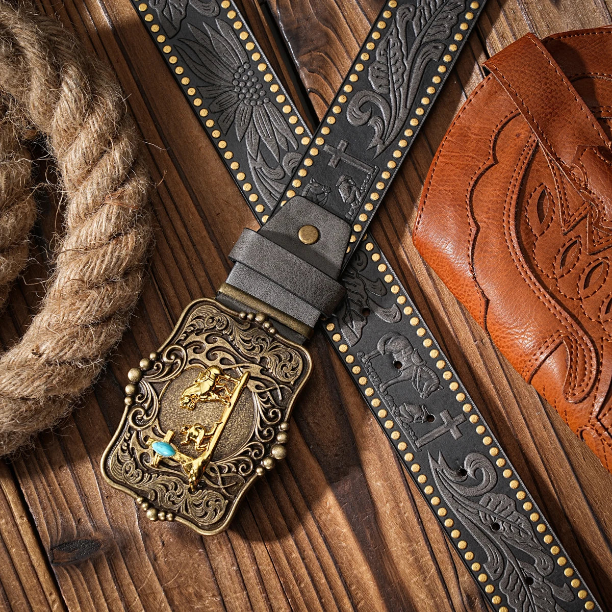 A Western-style PU material belt for both men and women, a casual, retro and classic personalized belt