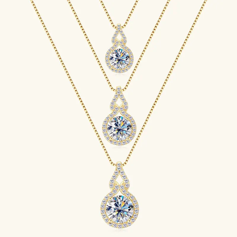 Lnngy Test GRA Passed 1ct/2ct/3ct Moissanite Necklace 925 Sterling Silver Gourd Shaped Pendant Necklaces For Women 2025 Jewelry