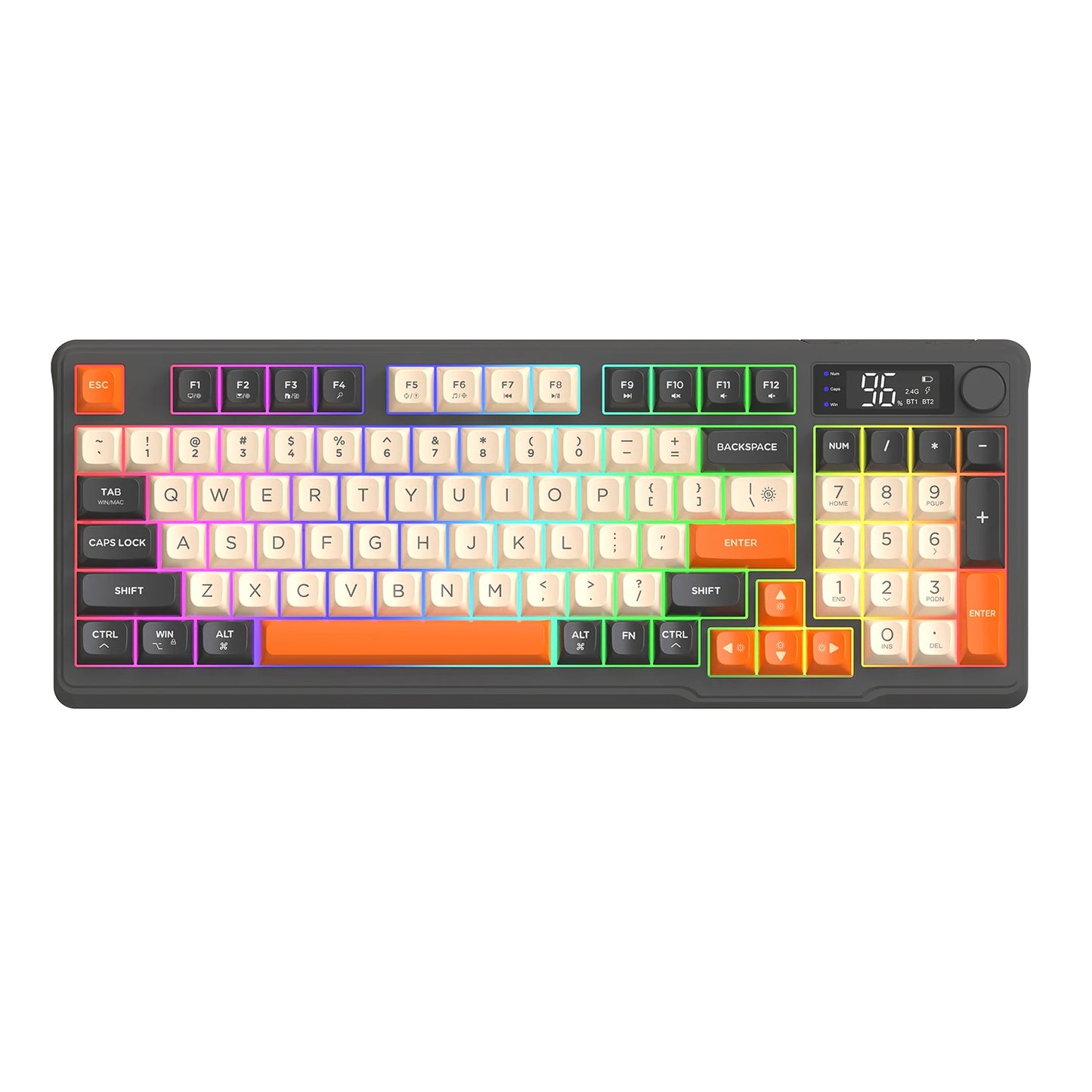 M96 Bluetooth Keyboard Wireless FREEWOLF Screen Gaming Keyboard,Electronic Screen, Multi-Device Connection,Ergonomics Gaming