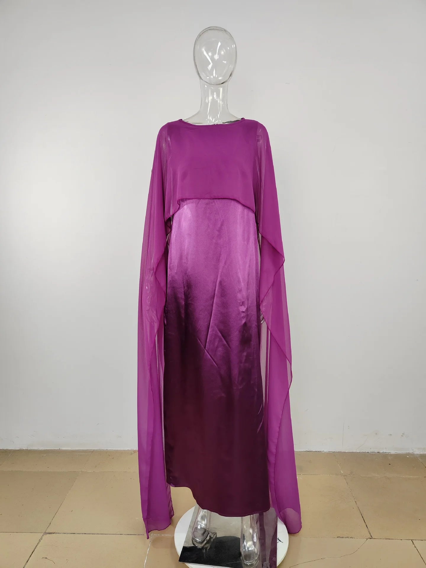 Women Dress Long Dresses Solid Round Neck Full Sleeve Casual Regular Loose Fit Elegant Splice High Waist Vestidos