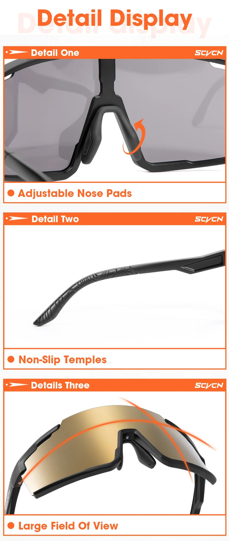 SCVCN Cycling Sunglasses Sports Bicycle Glasses MTB Mountain Bike Goggles Cycling Accessories UV400 Outdoor Eyewear Men Women
