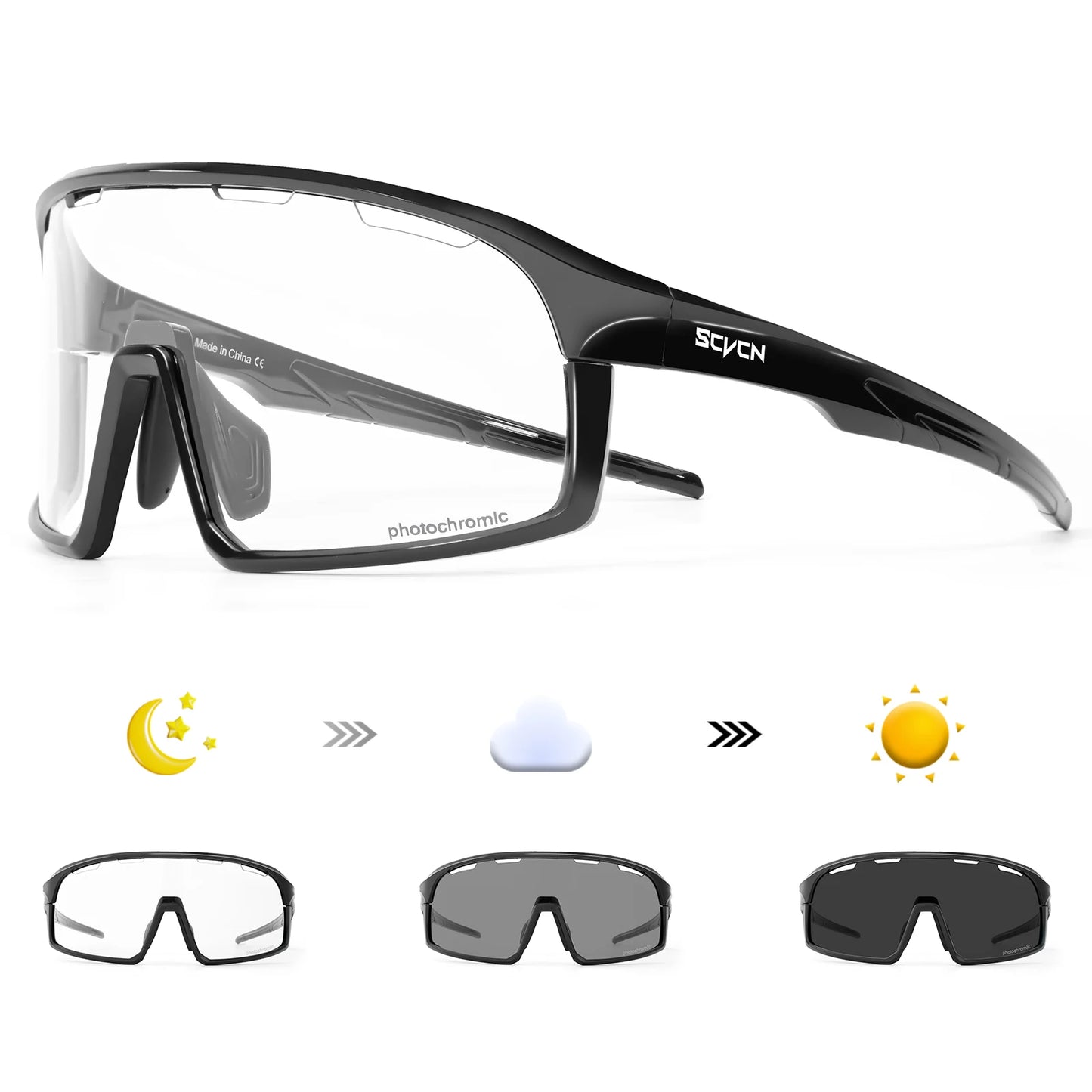 SCVCN New Photochromic Glasses Cycling Sunglasses Men Outdoor Sports Glasses Women Driving Bicycle Eyewear UV400 Hiking Goggles