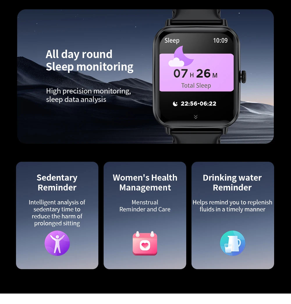 LIGE Fashion 1.83”HD Women Smart Watch Sports Fitness Watch Health Monitoring Digital Men Waterproof Smartwatch Ladies Bracelet