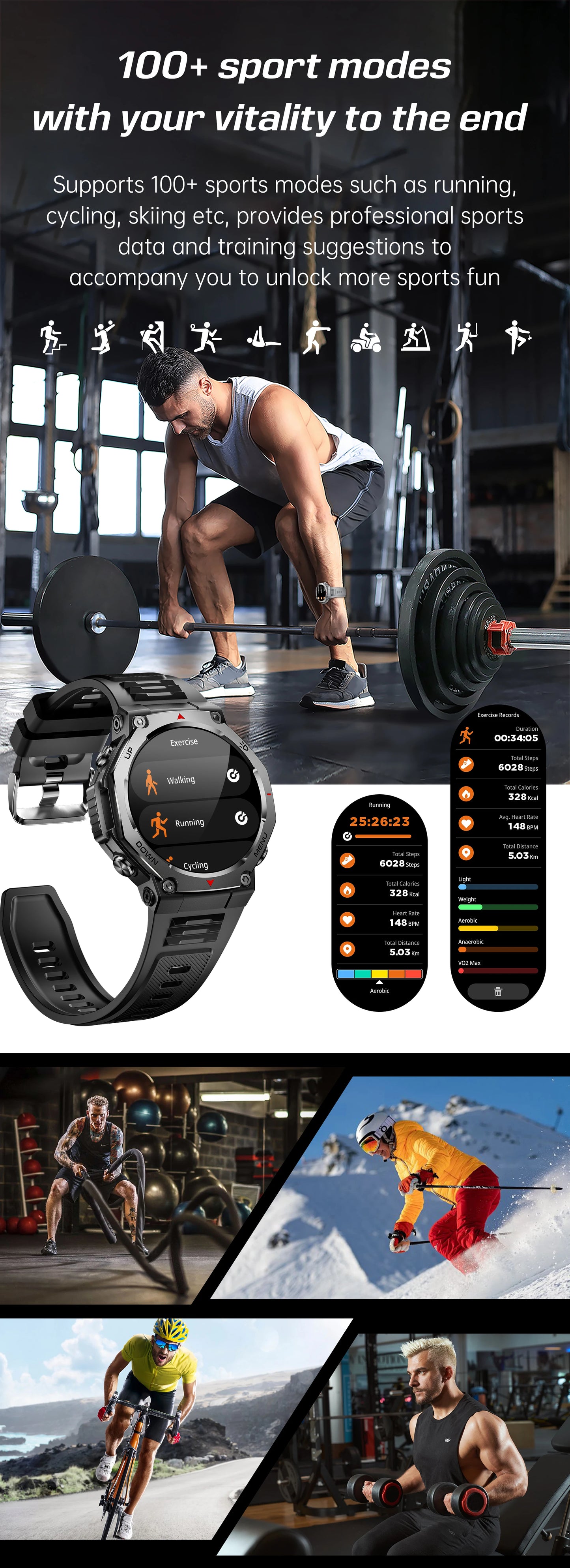 LIGE New 1.43 inch AMOLED Screen Smart Watch 525mAh Big Battery BT Call IPX8-5ATM Waterproof Sports Smartwatch For Android ios
