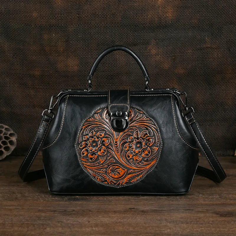 MOTAORA Vintage Luxury Handmade Leather Backpacks For Women Designer Handbags Hasp Ladies Shoulder Bags Embossed Woman Backpack