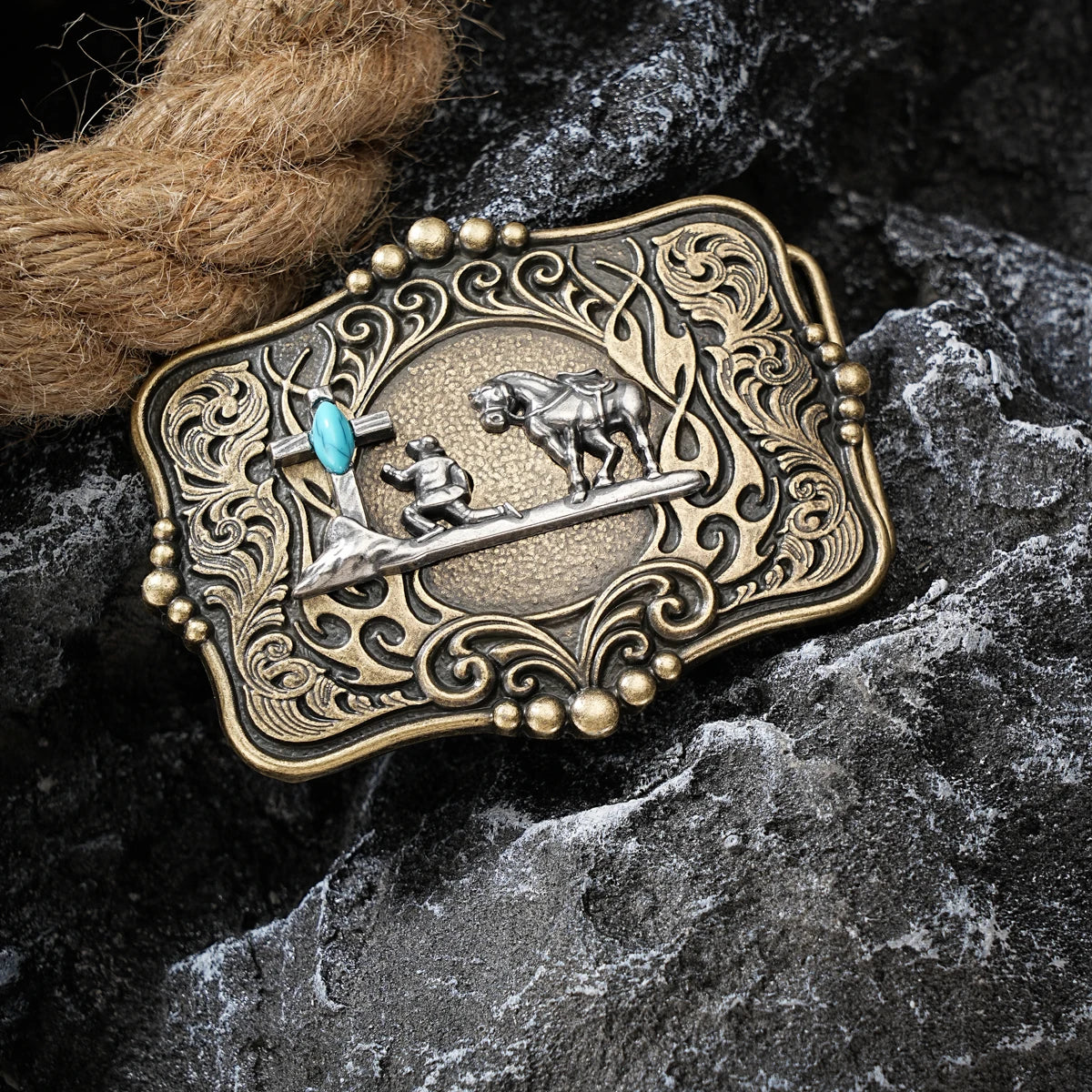 Western style plate buckle belt metal buckle one belt buckle