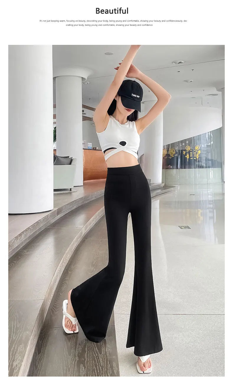 Bla Slimming High Waist Wide Leg Pants Women's Summer Thin Extended Tall Micro Flared Casual Drapey Commute Sle Trousers