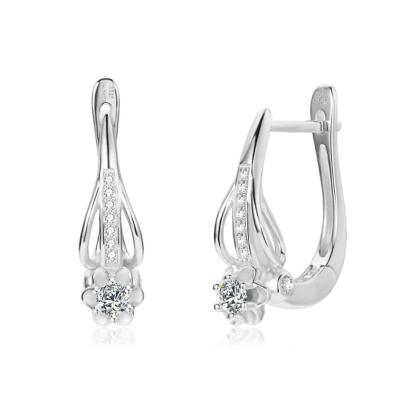 Lnngy Brilliant 3mm Infinity Moissanite Earring oorbellen zilver 925 Sterling Silver Hoop Earrings For Women Wedding Jewelry