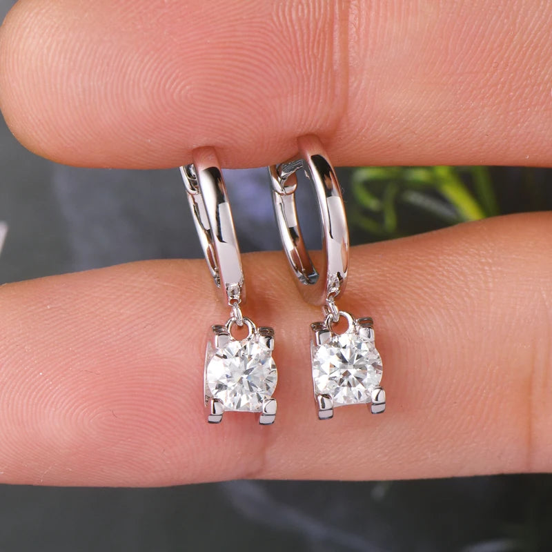 Lnngy 0.5ct-1ct Moissanite Pendant Necklace Earring For Women 925 Sterling Silver Stud Earrings Collares Mujer Bling Jewelry Set