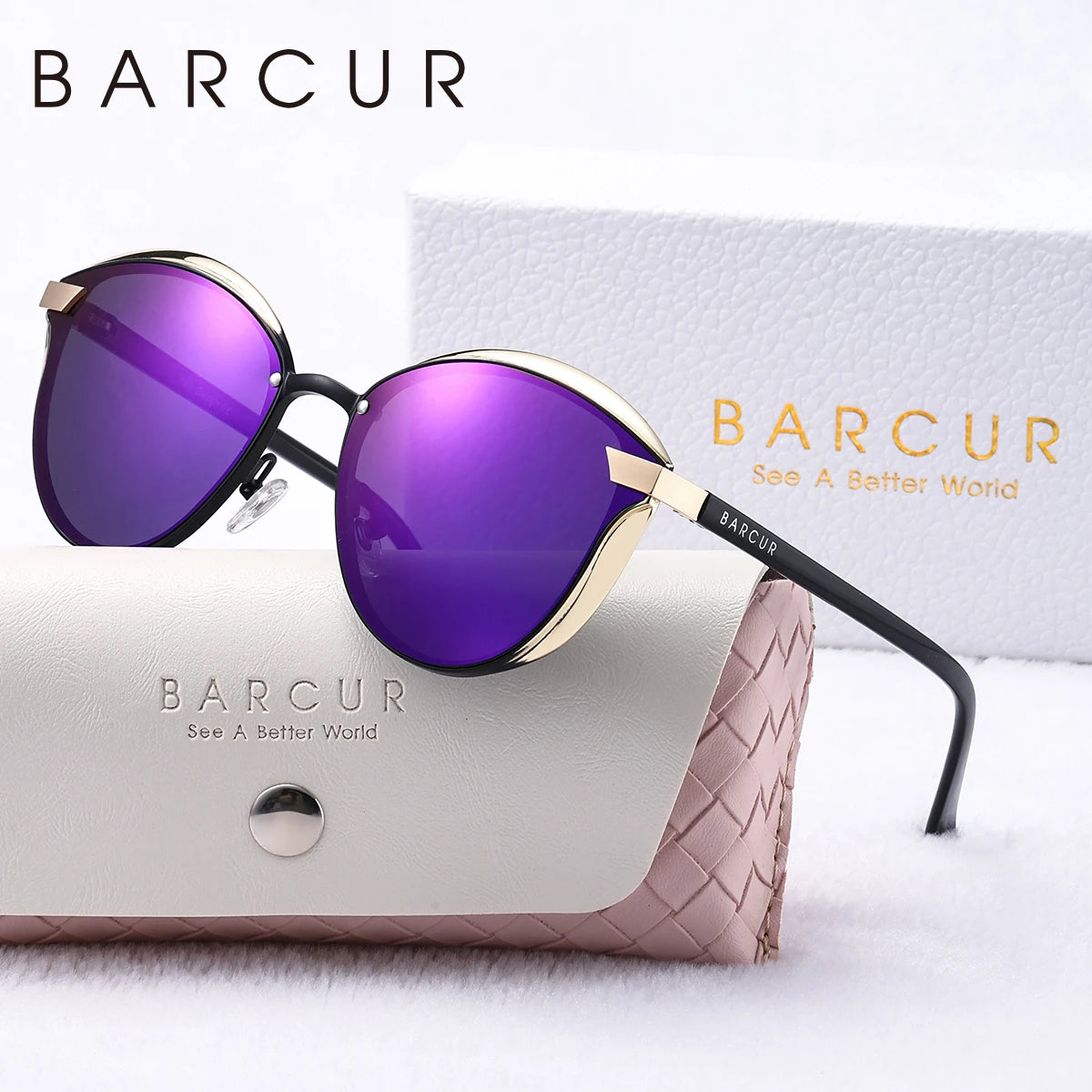 BARCUR Luxury Brand Delicate Fantasy Rimless Cat Eye Polarized Sunglasses Casual Party Vacation Travel UVA*B Women Sunglasses