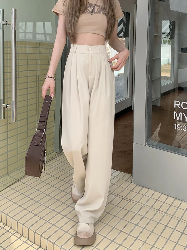 plus Size Women's Casual Wide Leg Pants High Waist Slimming Trousers Versatile Spring Faion Korean Sle Commute Pants