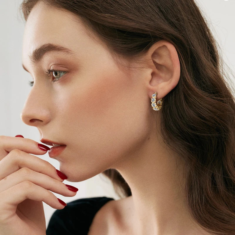 Lnngy 4.8CTTW. Sparkling Round Cut Moissanite Earring For Couples Lovers' Temperament Sparkling Wedding Earrings Jewerly Gift