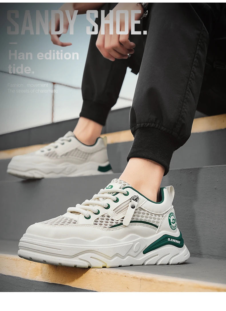 Men's breathable mesh casual sports shoes summer new walking shoes fashion trendy shoes soft-sole student sneakers running shoes