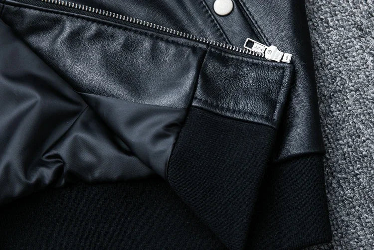 Men's 2025 Sheepskin Motorcycle Jacket – Stand Collar Biker Coat Autumn Winter