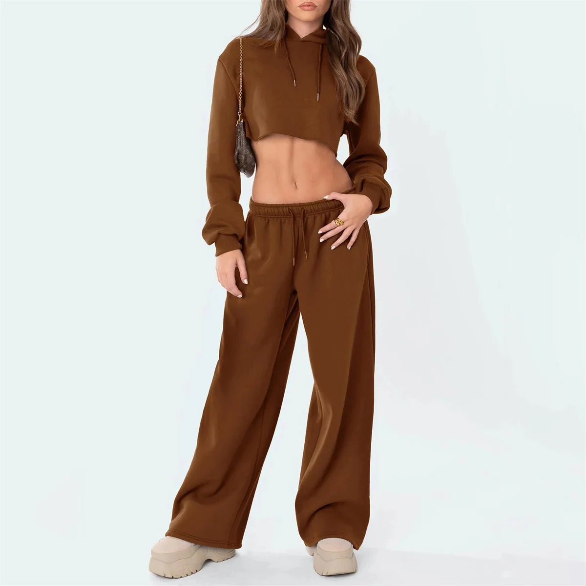 Casual Straight Joggers Sweatpants Women Fashion Retro Solid Drawstring High Waist Pant Spring Summer Street Trouseres 2025 Chic