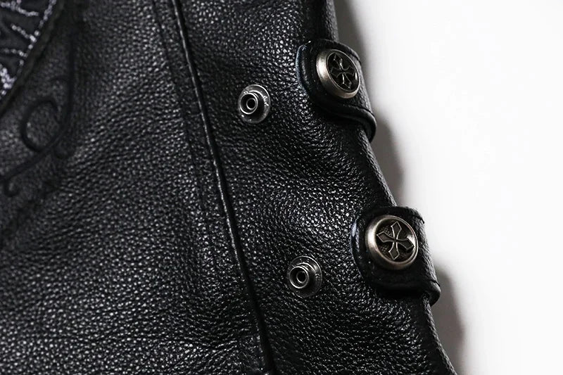 2025 New Embroidery Skull Fashion Genuine Leather Jacket Men's Natural Cowhide Motorcycle Jacket Slim Moto Coat Size S-6XL