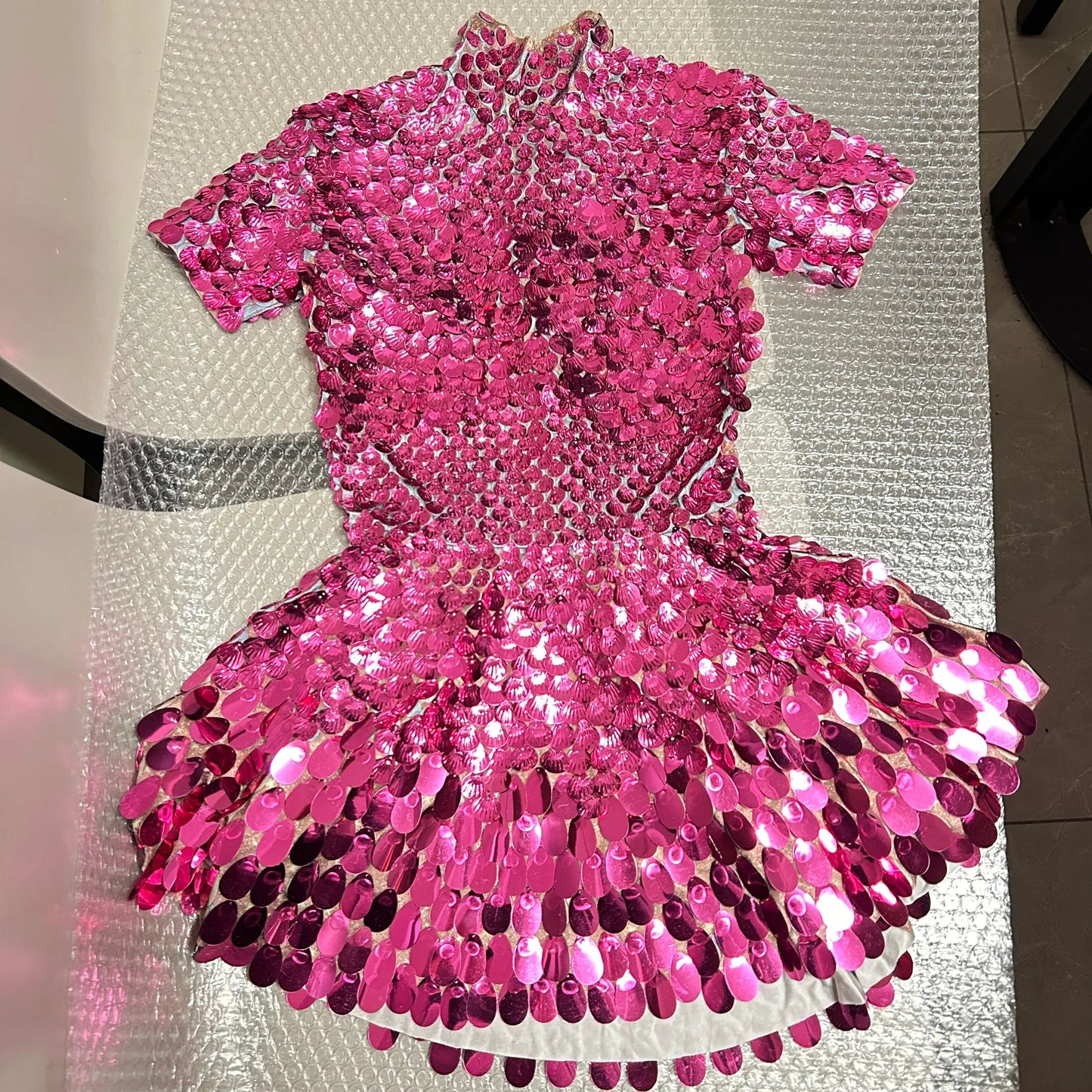 Sexy Black Shell Sequins Mini Dress – Stage, Club & Birthday Performance Wear