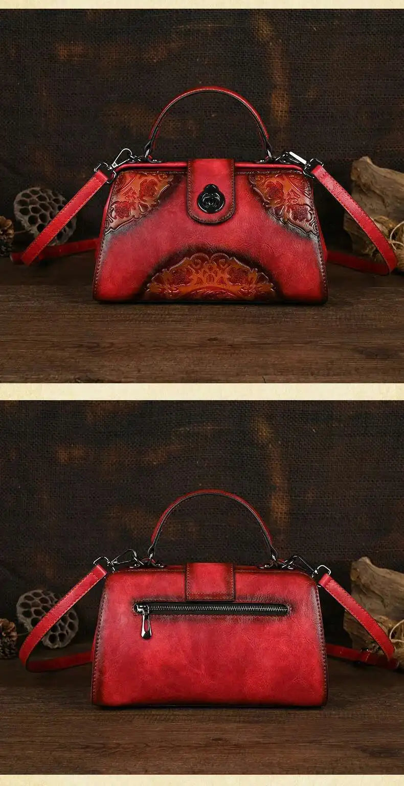 MOTAORA Vintage Embossed Handmade Designer Women's Leather Shoulder & Crossbody Bag Luxury Female Purse 2025 NEW