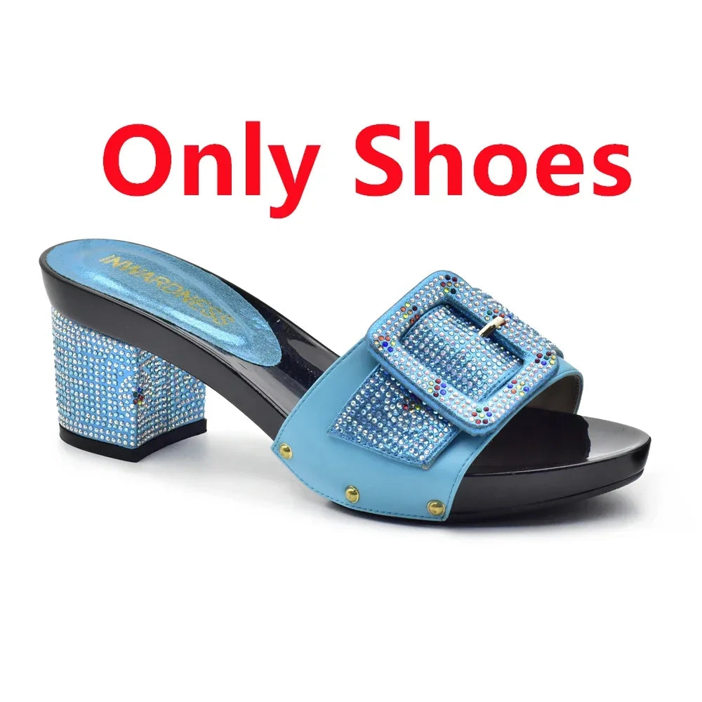 Peep Toe Slingback Pumps & Matching Bags – Italian Style Party Shoe Set with Rhinestone Luxury (Sizes 37-43)