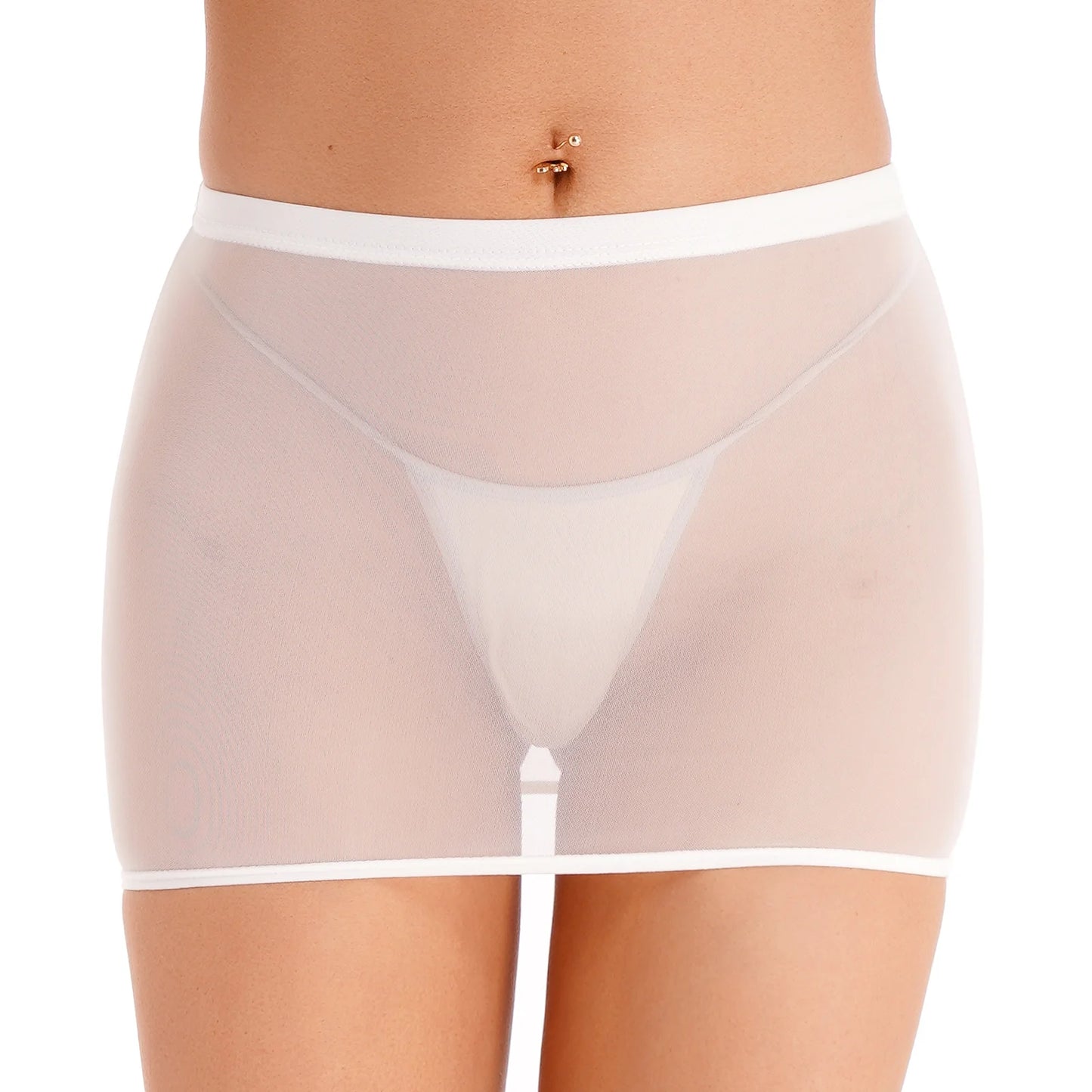 Women Sexy Night Club Pencil Skirts Solid Low Rise Stretchy Transparent Temptation Mini Micro Skirt Tight Package Hip Underskirt