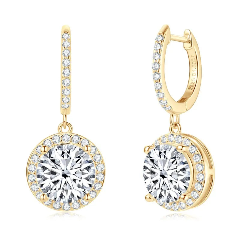 Lnngy 1CT 2CT 3CT Moissanite Earring 925 Certified Silver Drop Earrings For Women Girls Wedding Anniversary Dainty Jewelry Gift