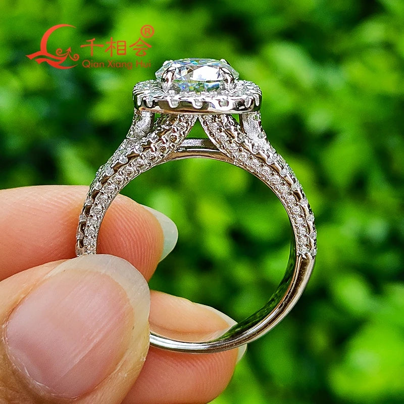 2ct 8mm cushion Moissanite Ring three rows half Band 925 Silver hip hop Men women Diamonds Male Jewelry