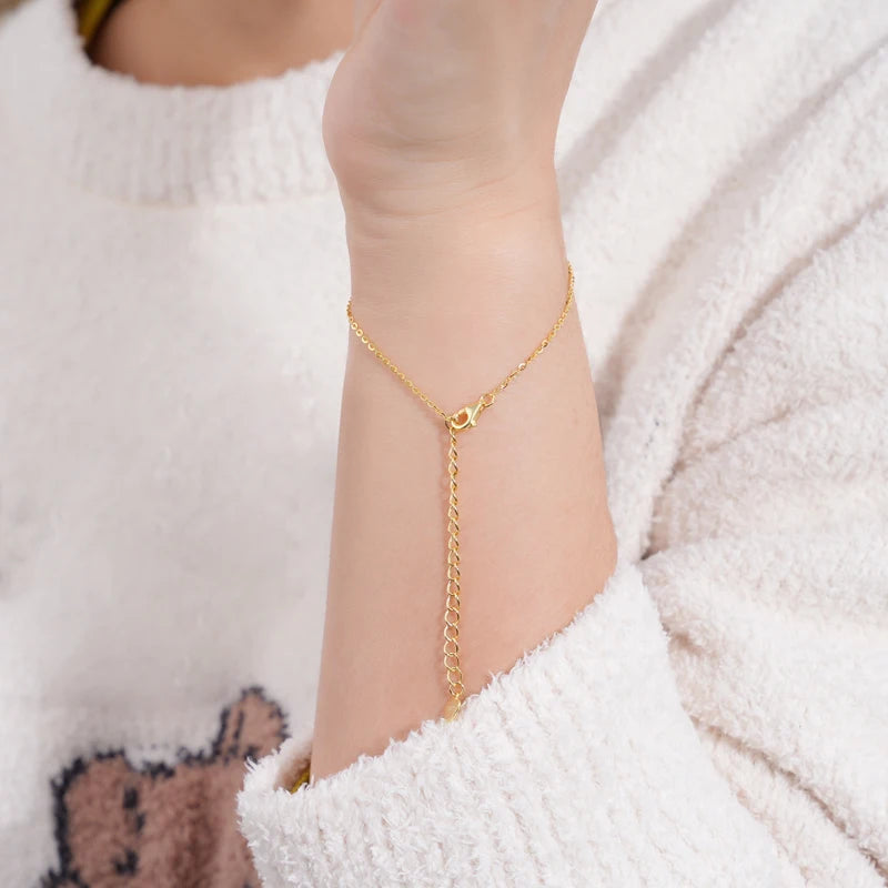 Lnngy Moissanite Four Leaf Flower Chain Bracelet for Women 925 Sterling Silver Niche Simple Desgin Bracelets Jewelry Accessories