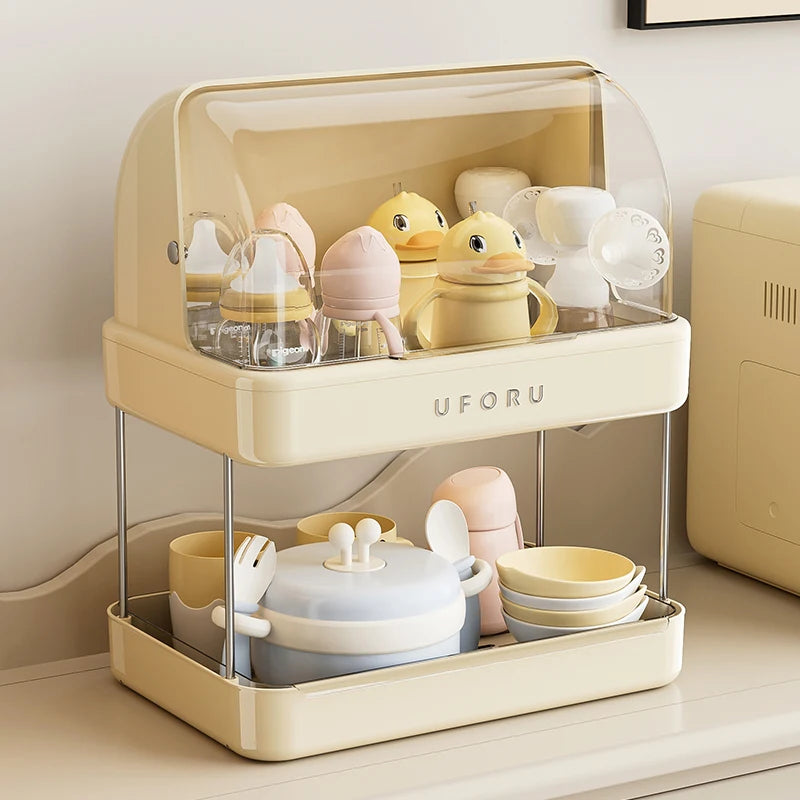 UFORU Dust-proof drain cup holder multi-function household teacups with cover large capacity milk bottle coffee cup organizer