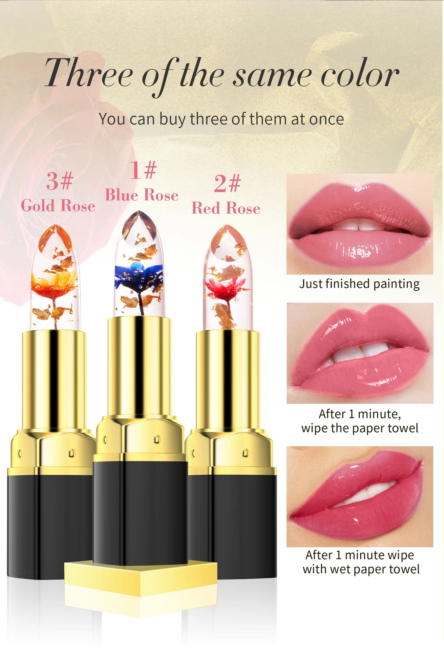 Temperature Color Changing Lip Balm Crystal Jelly Flower Lipstick Gloss Transparent Long Lasting Moisturize Lips Makeup Cosmetic