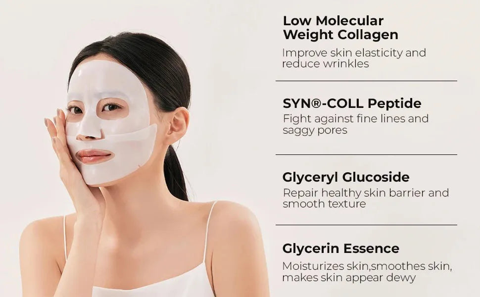 Deep Collagen Anti Wrinkle Lifting Mask Collagen Face Mask Overnight, Deep Collagen Mask for Lifting Firming Moisturizing(5Pack)