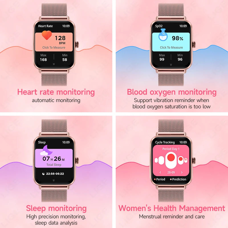 LIGE Fashion 1.83”HD Women Smart Watch Sports Fitness Watch Health Monitoring Digital Men Waterproof Smartwatch Ladies Bracelet