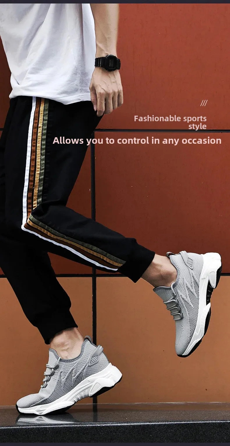 Invisible Heightening 8CM Men's Running Shoes Low Heel Soft Bottom Casual Sports Shoes Breathable Mesh Inner Lining EVA Insole
