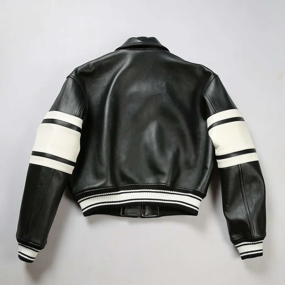 Fall and Winter Season New Women's Flight Suit Jacket French Lamb Leather Loose Fit outfits US Size Genuine Leather Coats coats