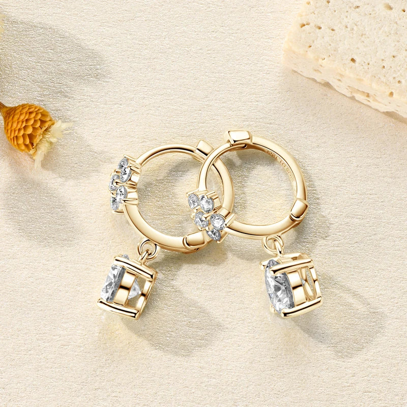 Lnngy Moissanite Flower Earrings For Women 925 Sterling Silver Round Cut Moissanita Dangle Earring Wedding Party Jewelry Gift