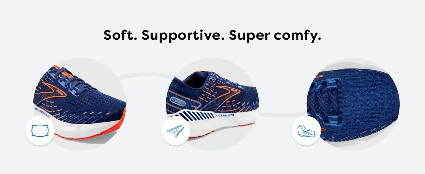 Brooks Men’s Glycerin GTS 20 Running Shoes Casual Sneakers Provides A Lightweight Fit and Responsive Cushioning for Every Step