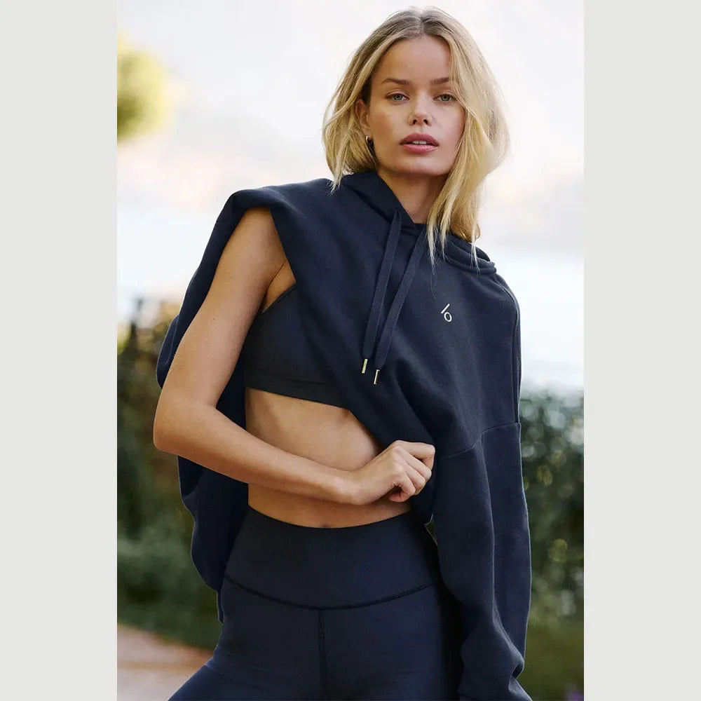 LO Yoga Hoodie Accolade Hoodie Cotton Loose Drawstring Versatile Pure Sports Pullover Hoodie Outdoor Top Yoga Shirts Hooded