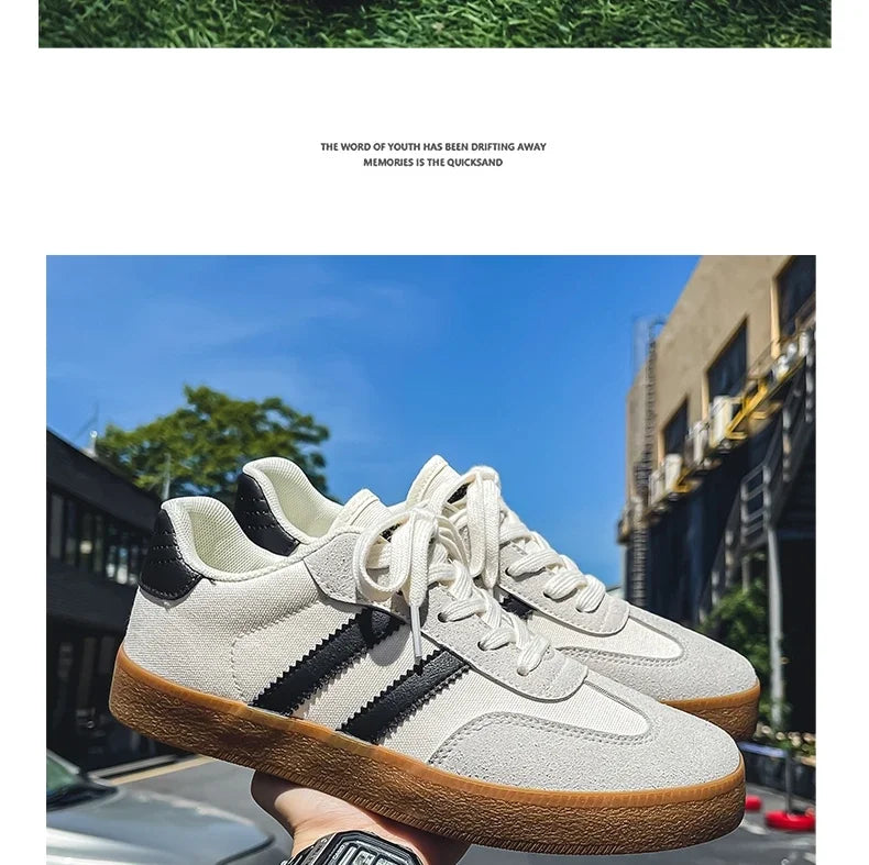 Men's Casual Retro German Training Shoes Lace-up Lightweight Comfortable Sports Flat Shoes Men Skateboard Running Shoes
