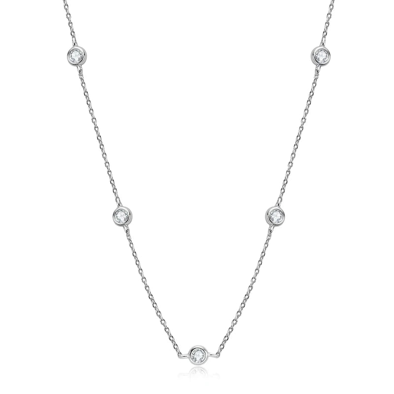 Lnngy 925 Sterling Silver Necklaces Round Cut 2.5mm/4mm Bezel Moissanite Choker Necklace for Women Multilayer Neck Jewelry