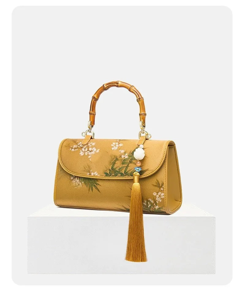 Mulberry silk women's bag new retro Chinese style bamboo cheongsam atmosphere middle-aged mother bag handbag