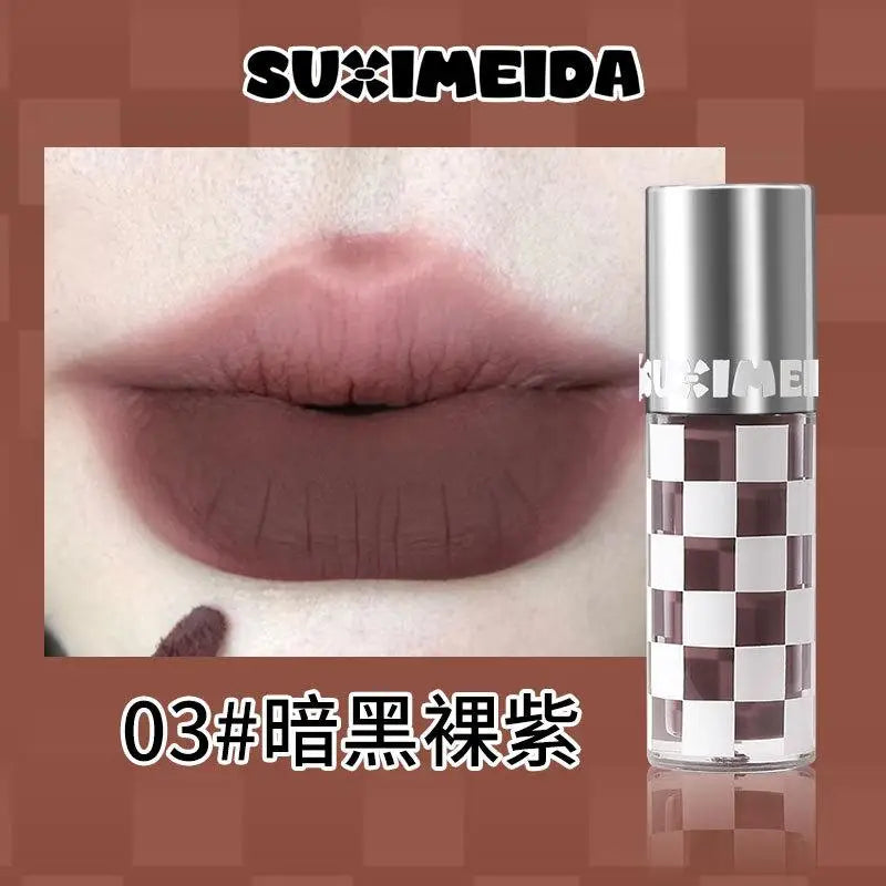 Punk Dark Red Lip Gloss Waterproof Lasting Matte Lipstick Smoky Nude Purple Matte Lipstick Natural Chocolates Lip Tint Makeup