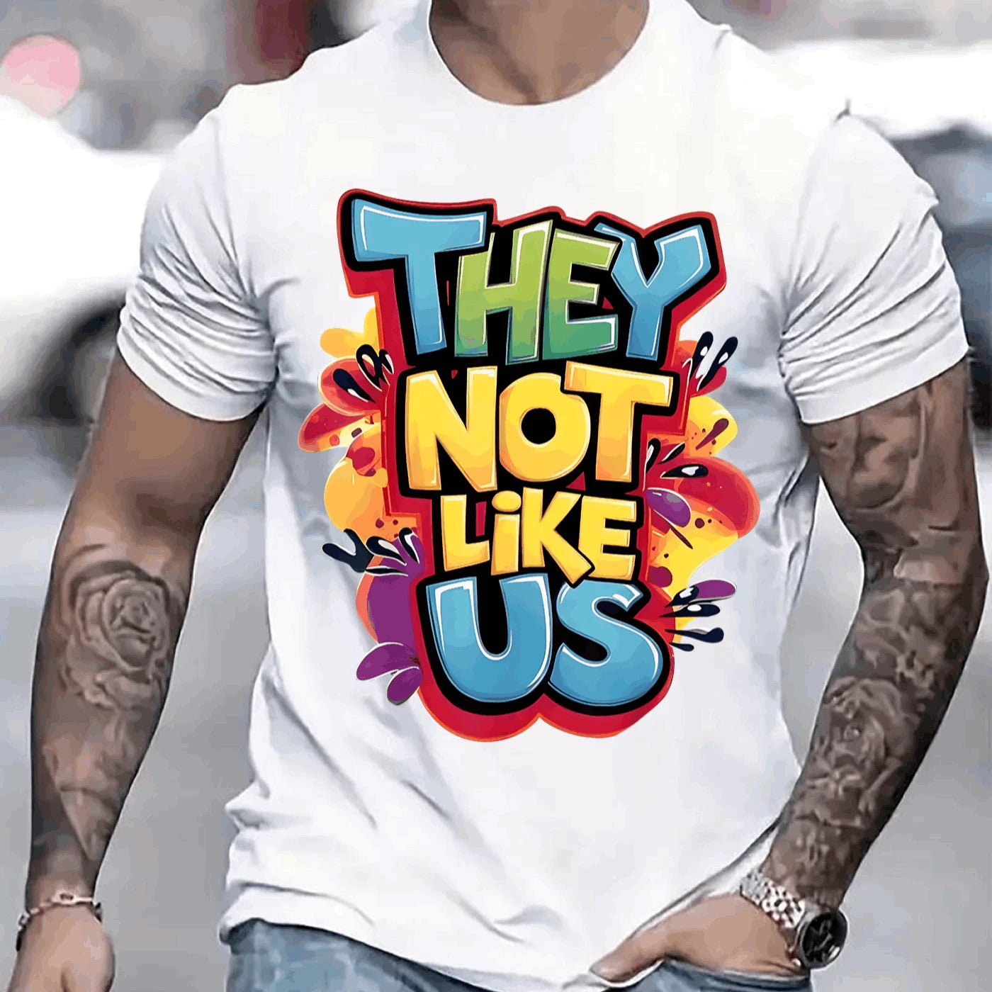 Men's summer 100% pure cotton fashionable casual loose sports. They don't like our printed round neck short sleeved T-shirt top