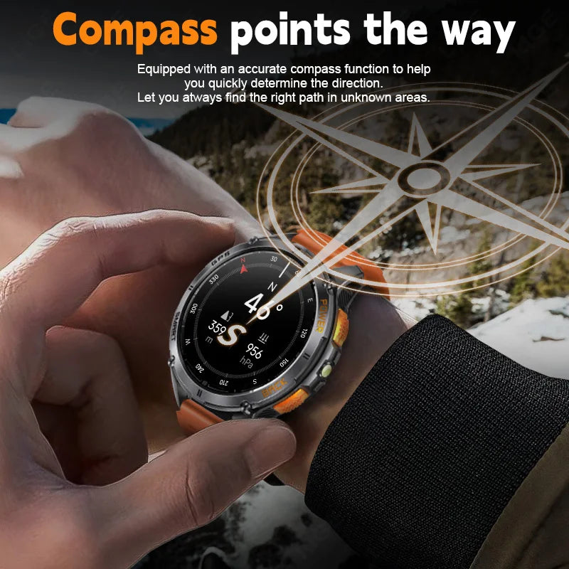 LIGE New GPS tracking Smart Watch BT Call 466*466 AMLOED Screen Heart Rate 530mAh Battery Outdoor Compass Flashlight Smartwatch