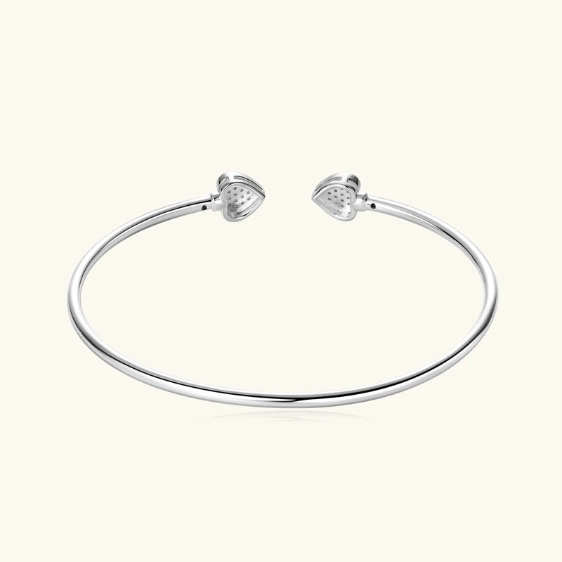 Lnngy Sparkling Moissanite Bracelets For Women Girl Original and Pure 925 Sterling Silver Cuff Bracelet Open Wrist Jewelry Gift