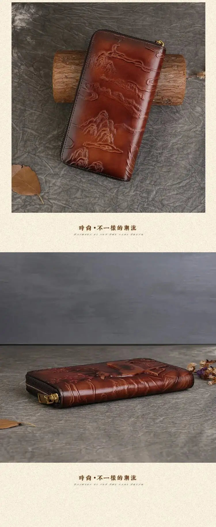 MOTAORA New Embossed Genuine Leather Wallet For Women’s Long Zipper Large Capacity Handbag Ethnic Style Card Phone Bag Purses