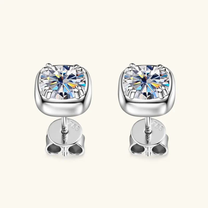Lnngy Sparkling 6.5MM 1CT Moissanite Earrings For Women Certified 925 Sterling Silver Square Shape Stud Earring 2025 New Jewelry